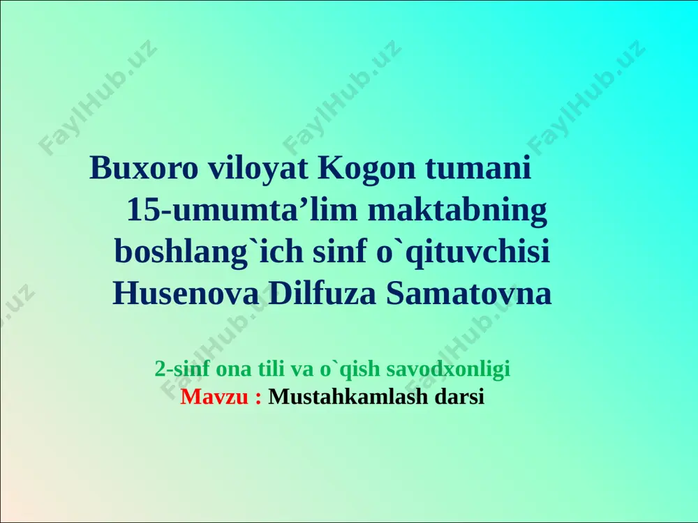 22.09.2022-yil 2-sinf ona tili va o`qish savodxonligi — PPTX
