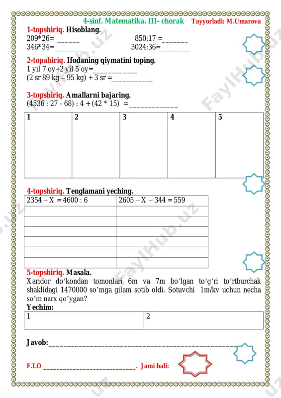 4-sinf matematika — PDF