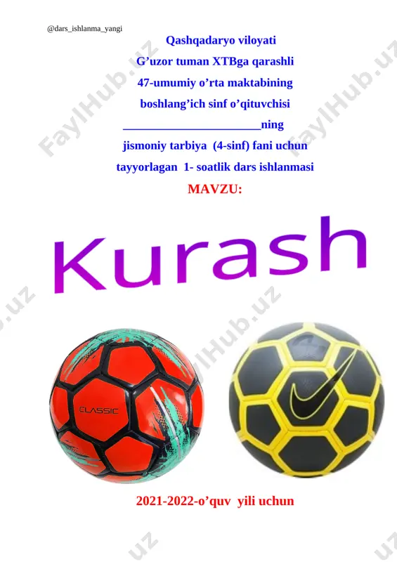 4-sinf jismoniy tarbiya kurash+ — DOCX