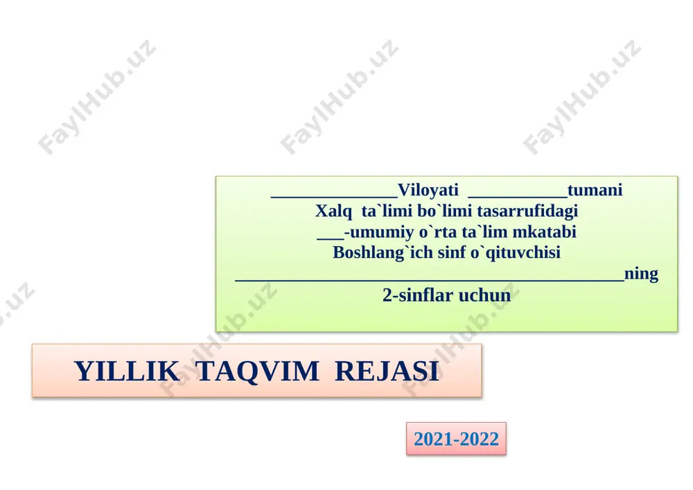 2-sinf hamma fan reja — DOCX