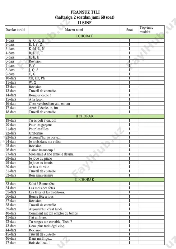 2-sinf fransuz tili — PDF