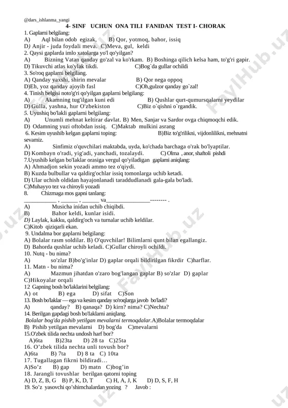 4_sinf_ona_tili_18_ta_ochiq_va_7_ta_yopiq_test_1_2_3_4_chorak_javoblari — DOCX