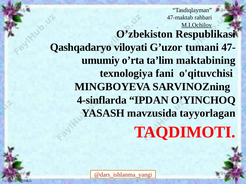 4-sinf texnologiya 34.ipdan o‘yinchoq yasash+ — PPTX