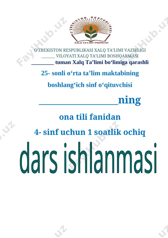 4 sinf ona tili sifatlarning imlosi — DOCX