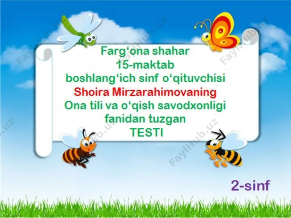 sh.m nurmatovna ona tili va o'qish savodxonligi test — PPTX