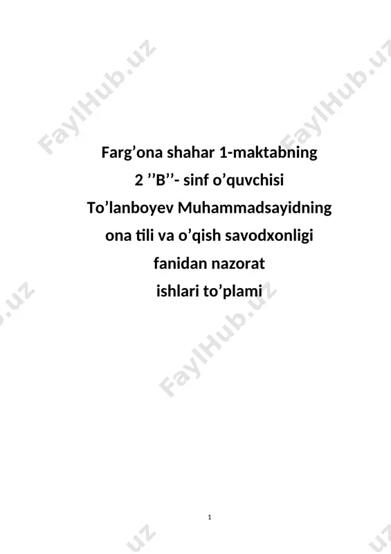 nazorat ishlari tuplami_ukuvchi — DOCX