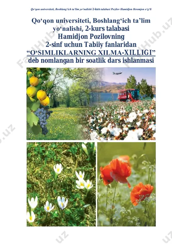 2-sinf uchun 1 dars ishlanma o'simliklar 4 hpi — PDF