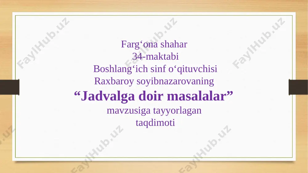 jadvalga doir masalalar — PPTX