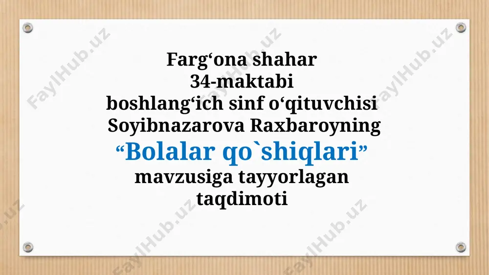 bolalar qo`shiqlari 2-soat — PPTX