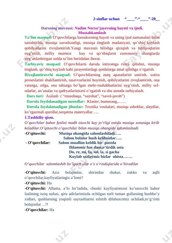 2 - sinf nadim norxo’jayevning hayoti va ijodi. — DOCX