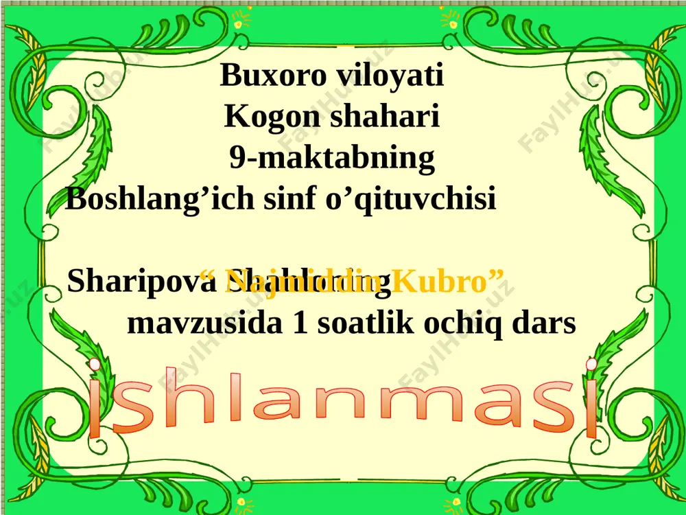 4 sinf o'qish najmiddin kubro 3-chorak — PPTX