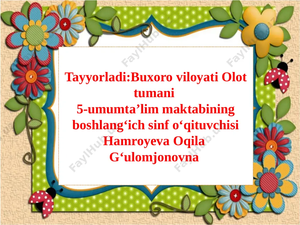 sinfdan tashqari o'qish — PPTX