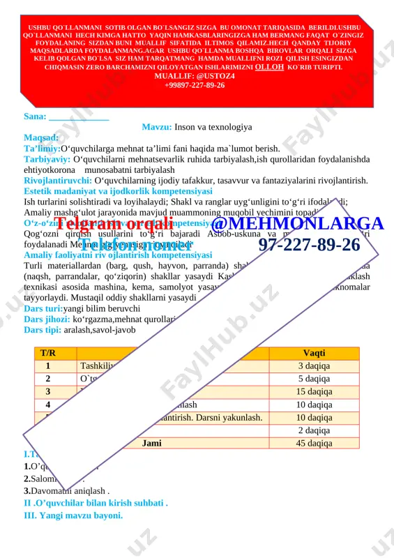 texno 2-sinf — DOCX