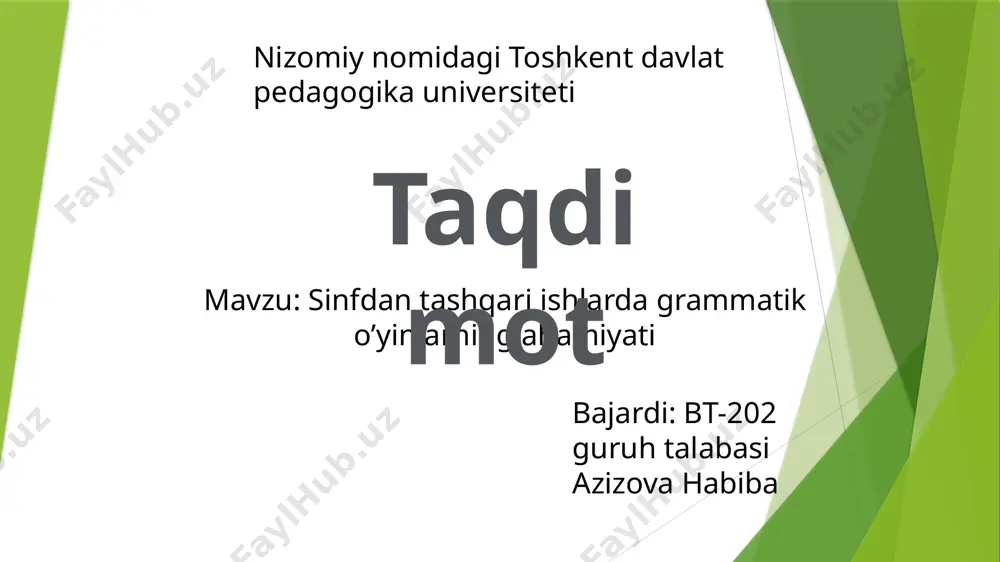 grammatik o'yinlar — PPTX