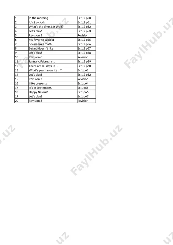 2-sinf ingliz tili 3-chorak — XLSX