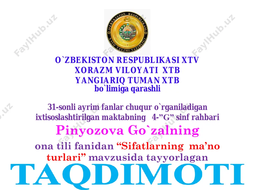 so'zning ma'no turlari 31-idum pinyozova go'zal — PDF