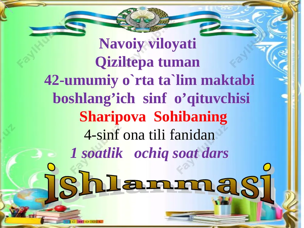 sohiba safarovna 4-sinf ona tili ochiq dars1 — PPT