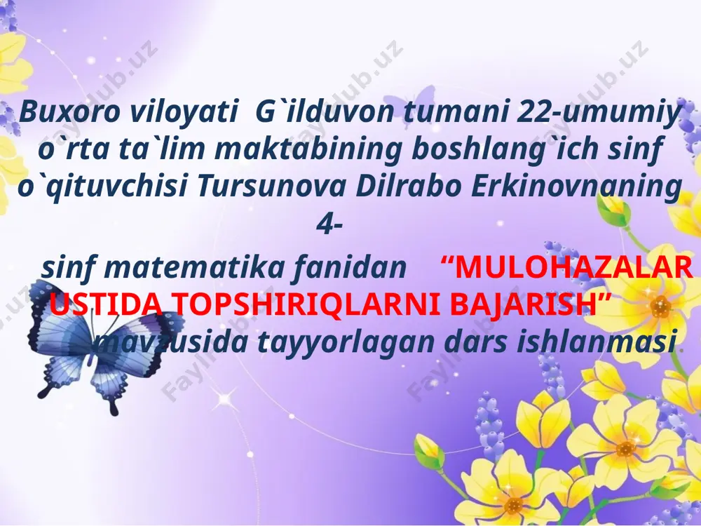 mulohazalar ustida topshiriqlarni bajarish — PPTX