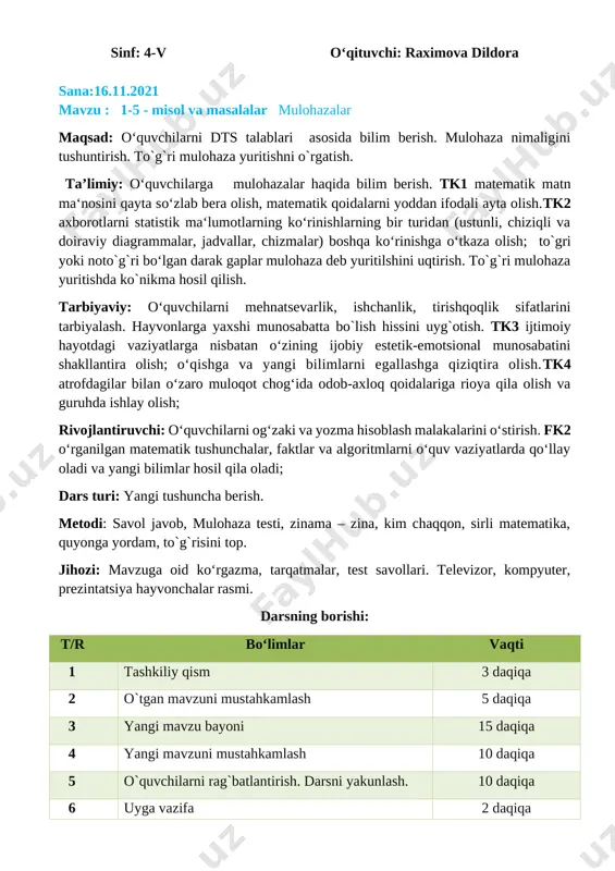 4v dars ishlanma — DOCX