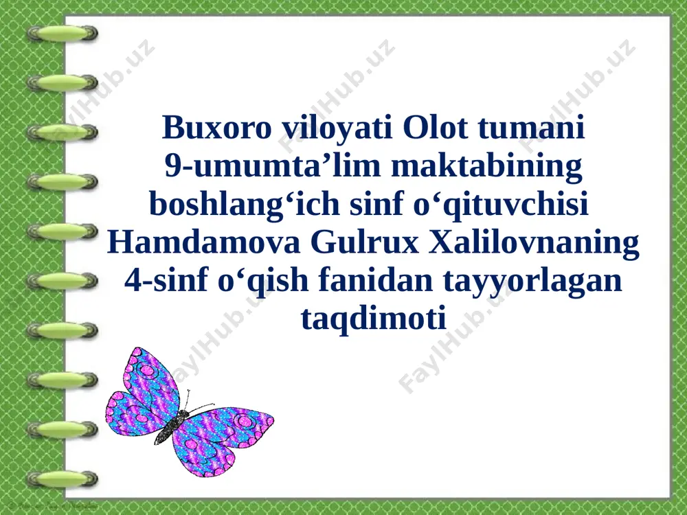 4-sinf o'qish. 10-noyabr — PPTX