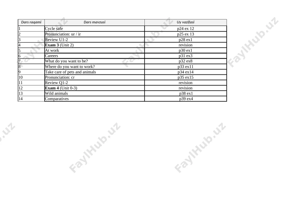 4-sinf 2-chorak — XLSX