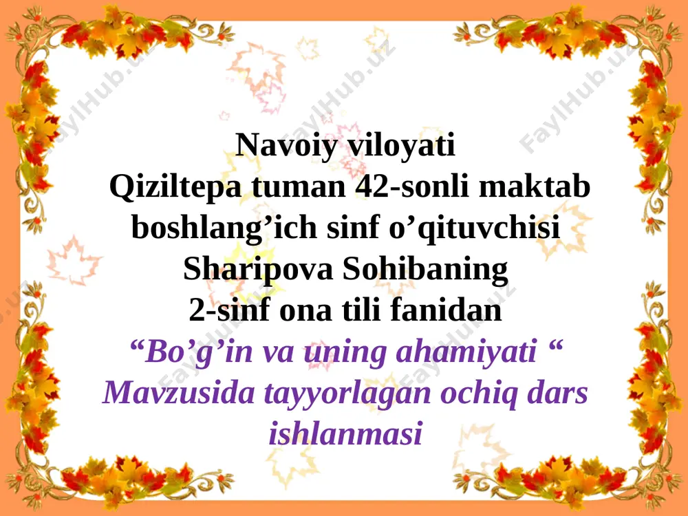 qiziltepa 42-maktab sohiba safarovna ona tili — PPTX