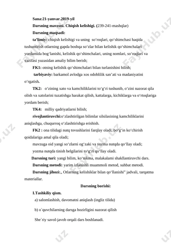 chiqish kelishigi 2019 4-sinf — DOCX