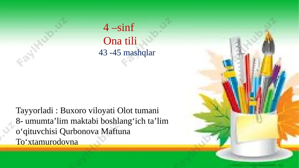 4-sinf ona tili 4-oktabr — PPTX