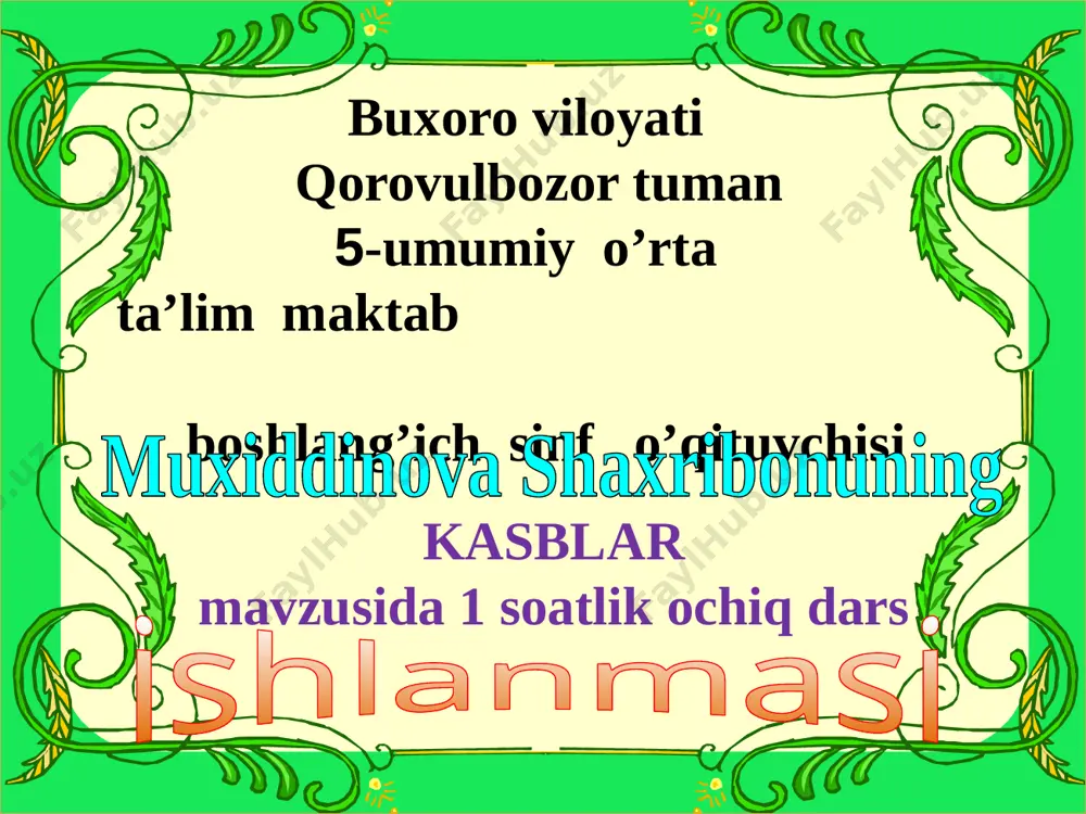 2-sinf kasblar — PPTX