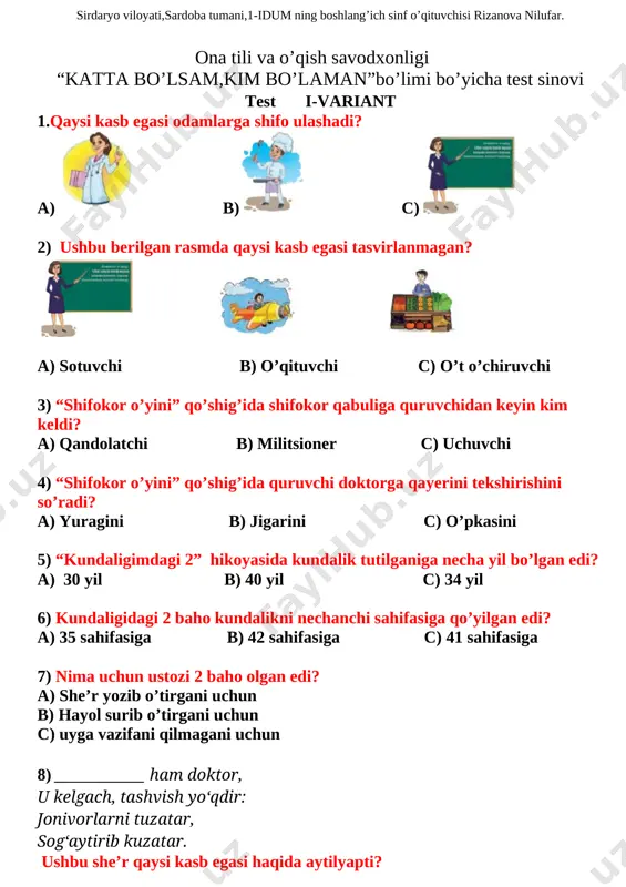 ona tili va o'qish savodxonligi 5-bo'lim — DOCX
