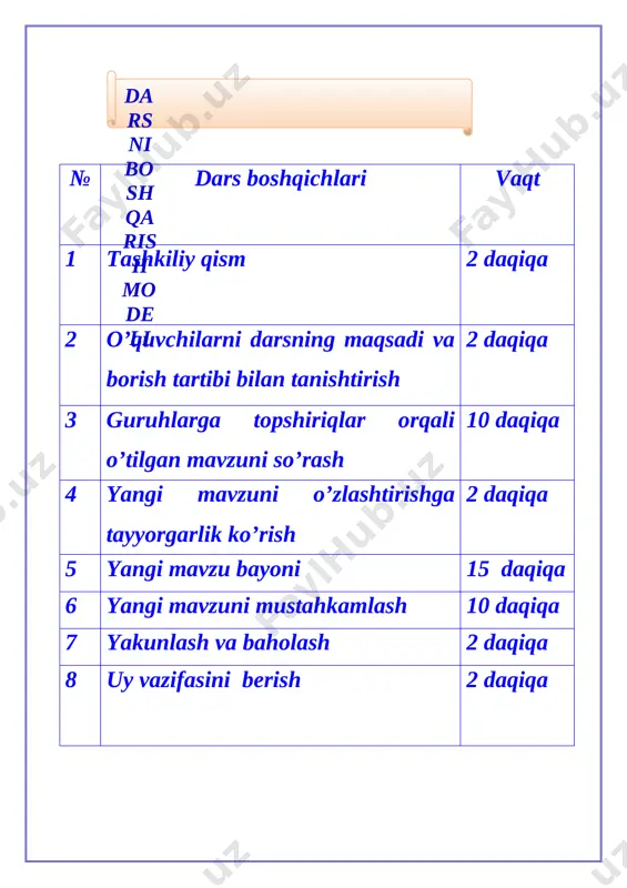 4- sinf tabiatshunoslik sayyoralar — DOCX