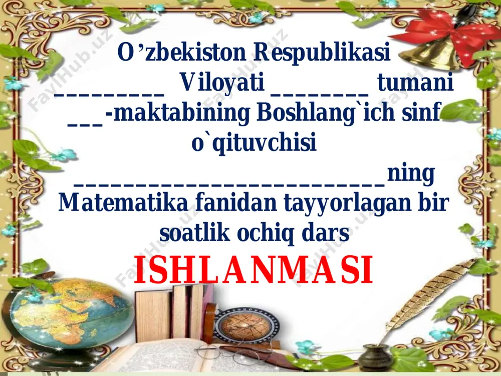 4 sinf matematika o'rta arifmetikni topish — PDF