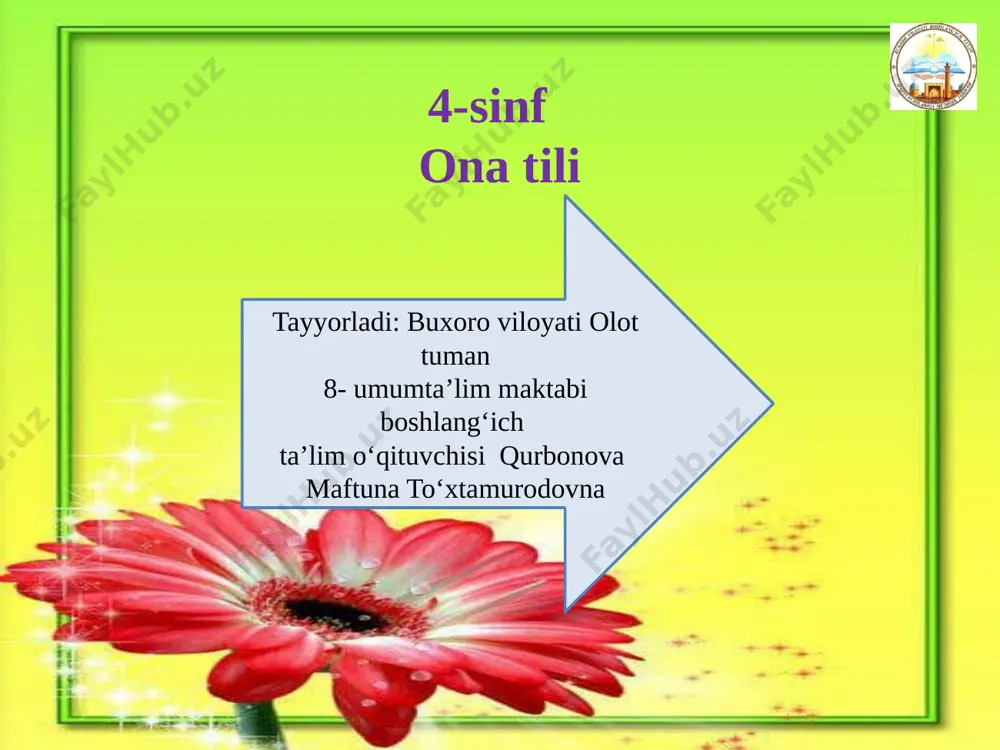 4-sinf ona tili 1-dars — PPTX