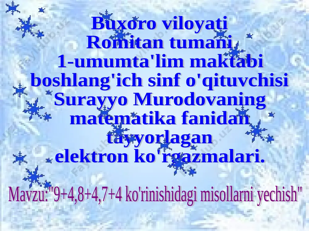 9+4,8+4,7+4 ko'rinishidagi misollar — PPT