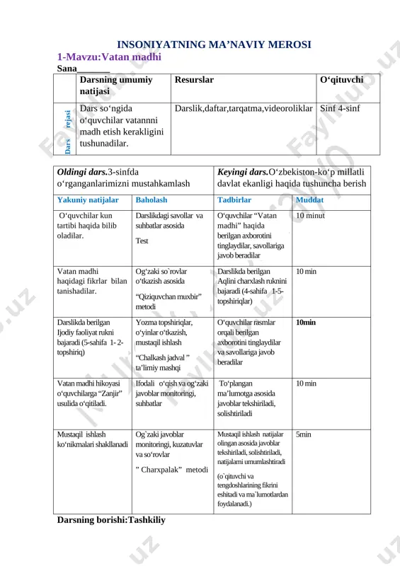vatan madhi surayyo murodova 4-sinf — DOCX