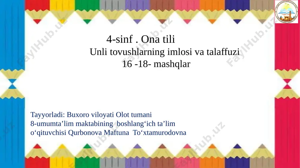 4-sinf ona tili 6-dars — PPTX