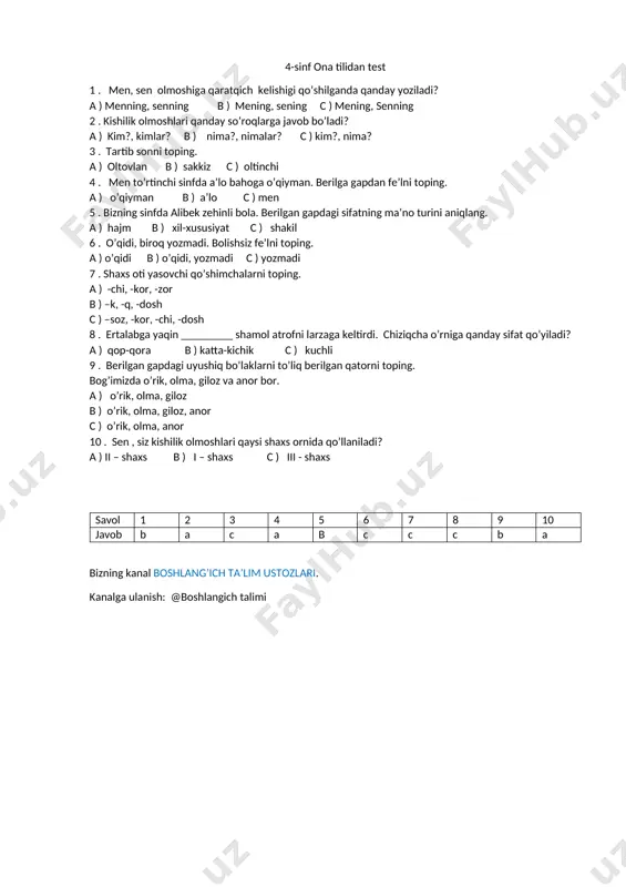 4-sinf ona tili test 1 n — DOCX