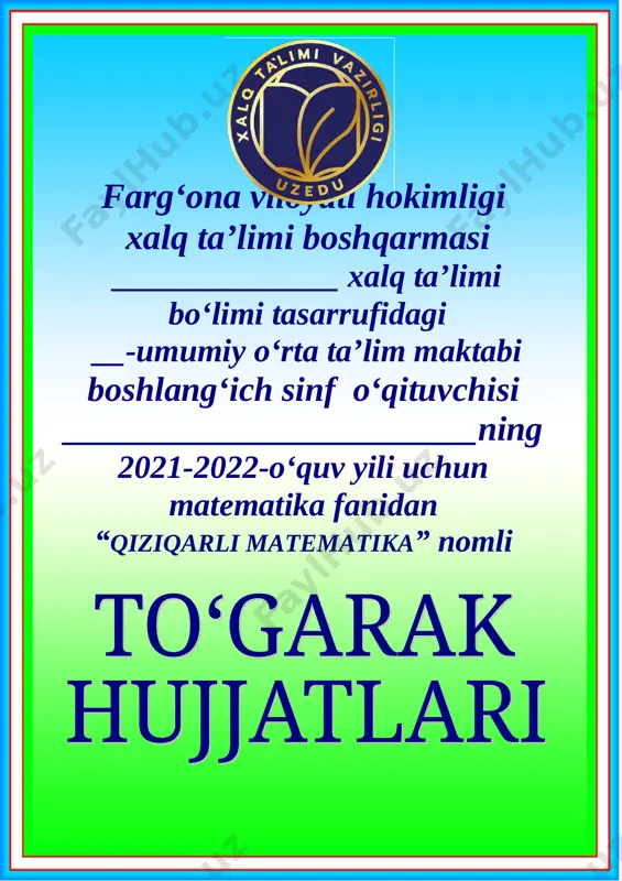 matematika to'garak 2-sinf 34-soat 2021-yil — DOC