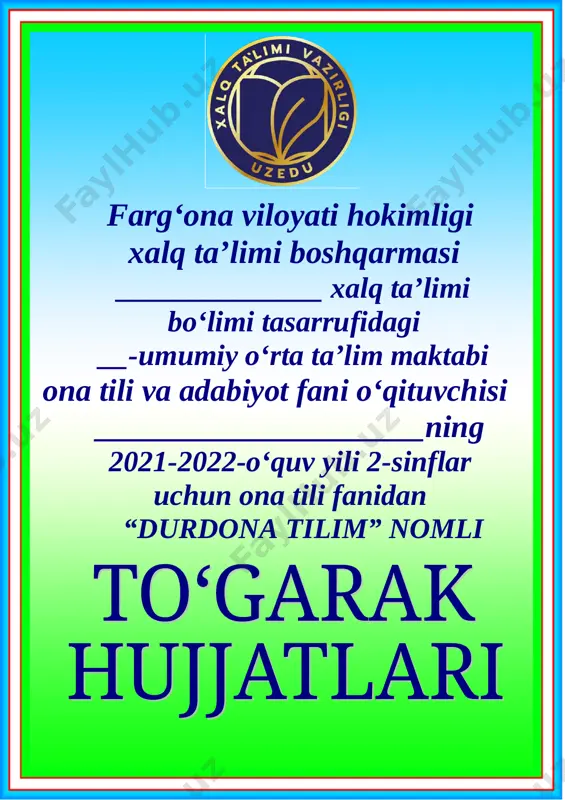 ona tili to'garak 2-sinflar 68 soat 2021-2022-yil uchun — DOC