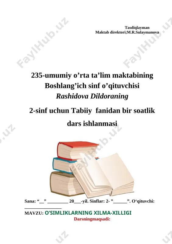 2 sinf tabiiy o'simliklarning xilma xilligi 1-chorak — DOCX