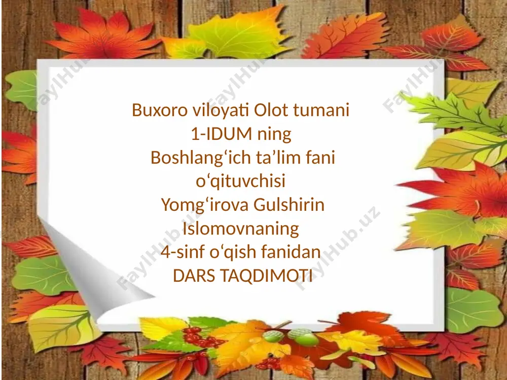 4-sinf o'qish darsi — PPTX