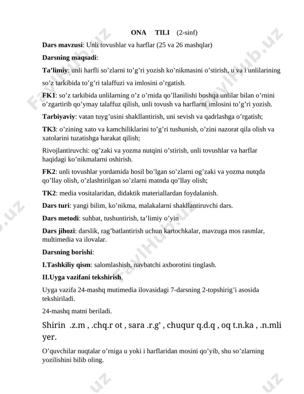 ona tili dars ishlanma 1 — DOCX