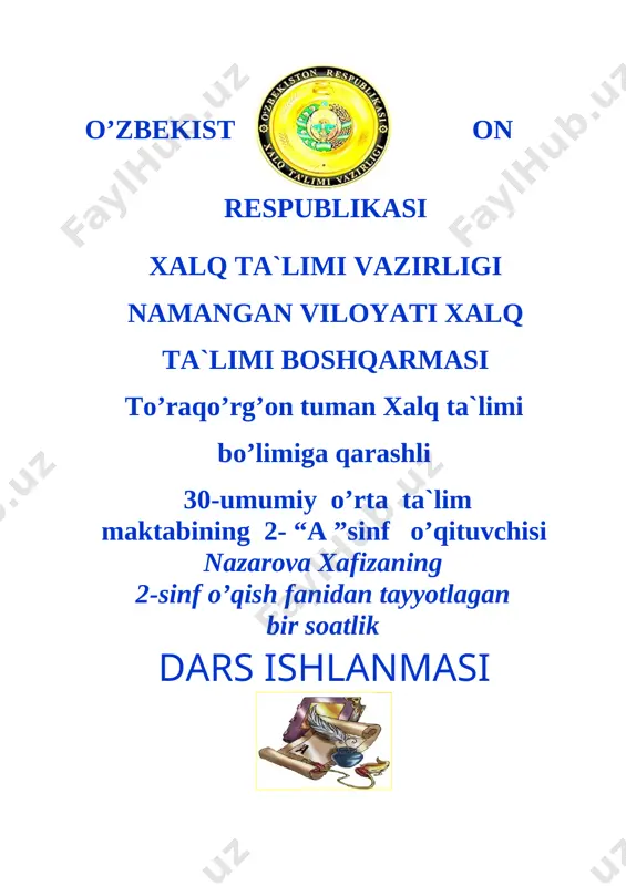 2-sinf ona tilim ochiq dars — DOCX