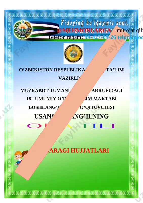 2-sinf ona tili tto'garak 2020-2021 yil uchun — DOCX