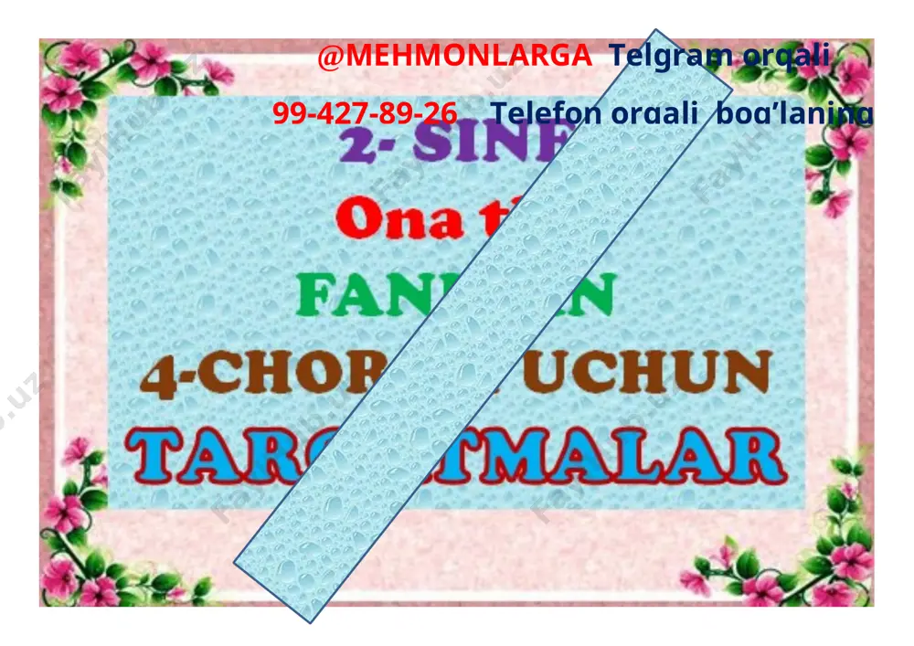 4-chorak 2-ssinf ona tili tarqatma 2021 — DOCX