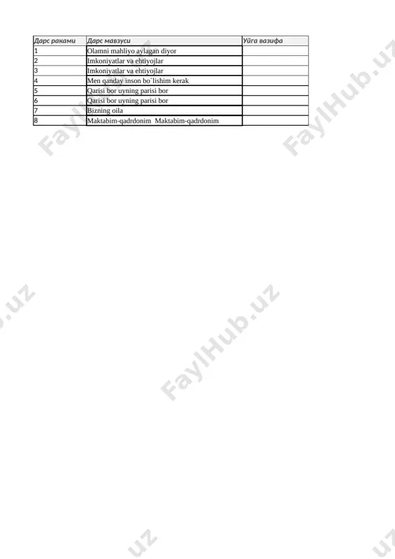 reja tarbiya — XLSX