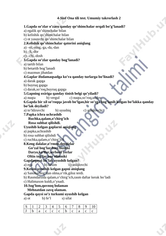 4 - ona tili. umumiy takrorlash 2. — DOCX