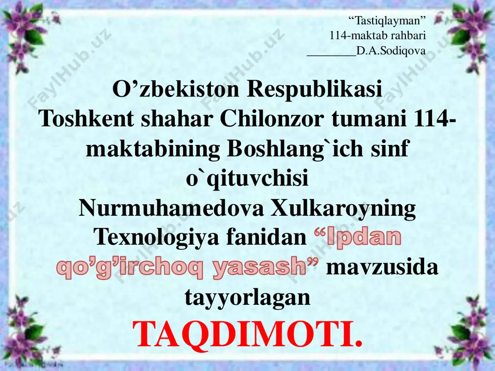 4-sinf_texnologiya ipdan o'yinchoq yasash — PDF