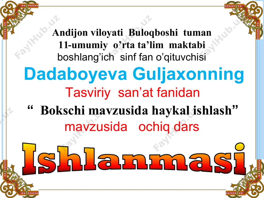 4_sinf_tasviriy_4-chorak bokschi haykalini ishlash — PDF