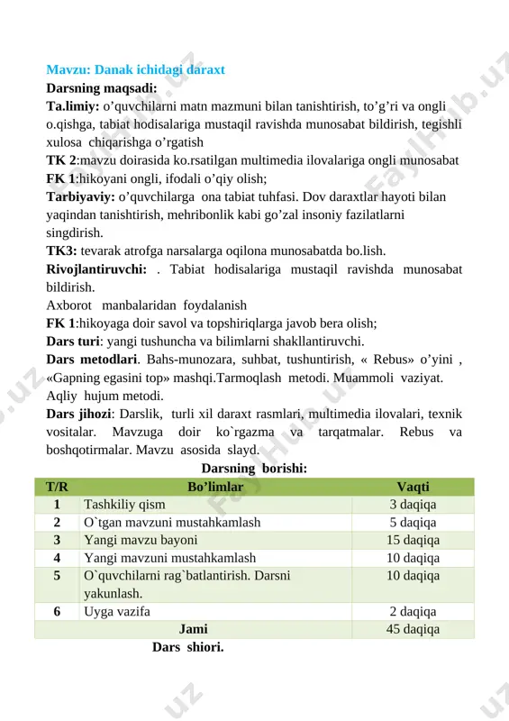 danak ichidagi daraxt — DOCX
